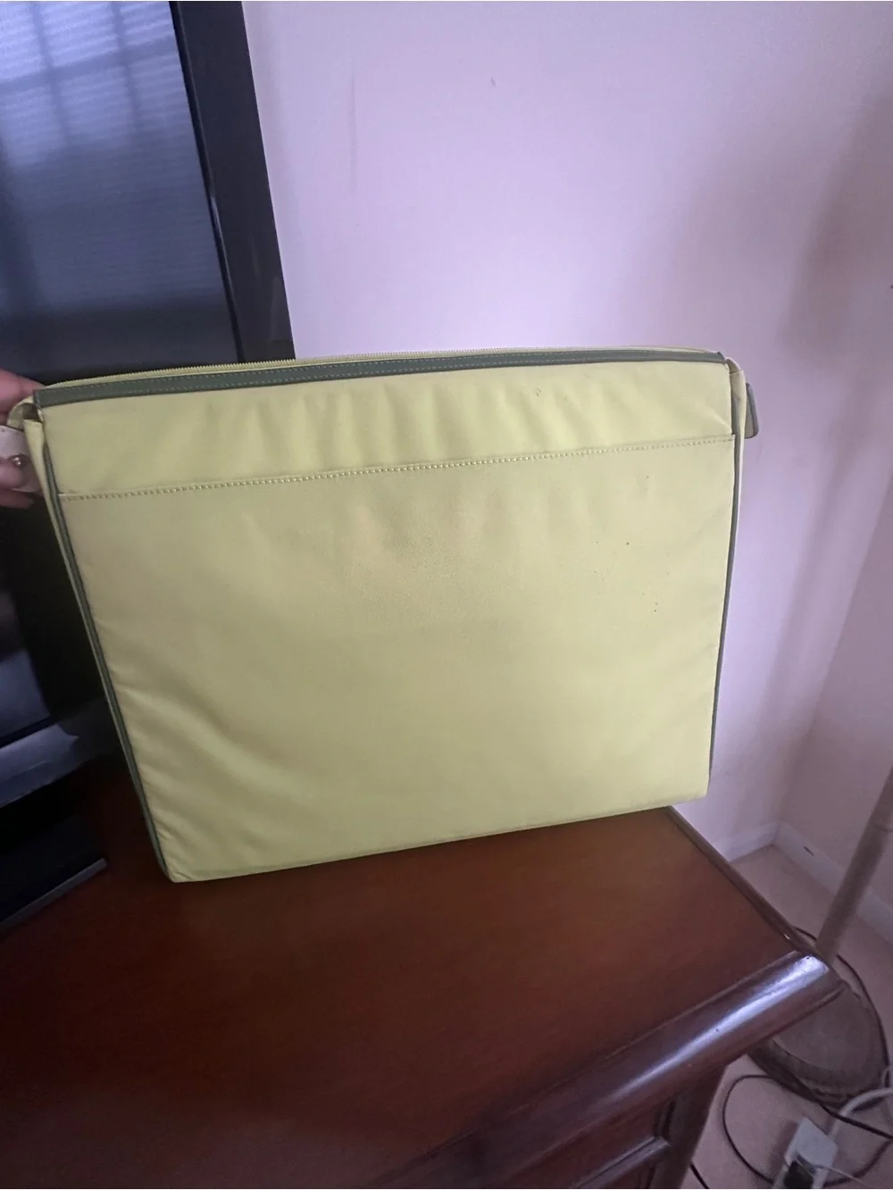 Tumi Lime-Green Laptop Sleeve with Olive Trim